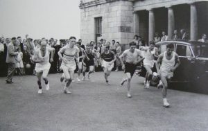 1955 Slieve Donard Mountain Race, outside the old Newcastle Urban District Council Offices