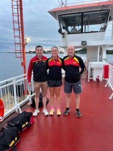 Frank Cunningham, Sinead Murtagh and Phil Murdock on the ferry back from Portaferry