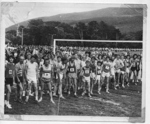 Jim Hayes – number 21 at the race start in Donard Park in 1975 – his 2nd victory